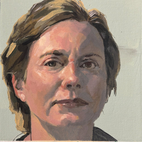 Retrato pintado a mano en acrílico sobre lienzo de 20 × 20 cm